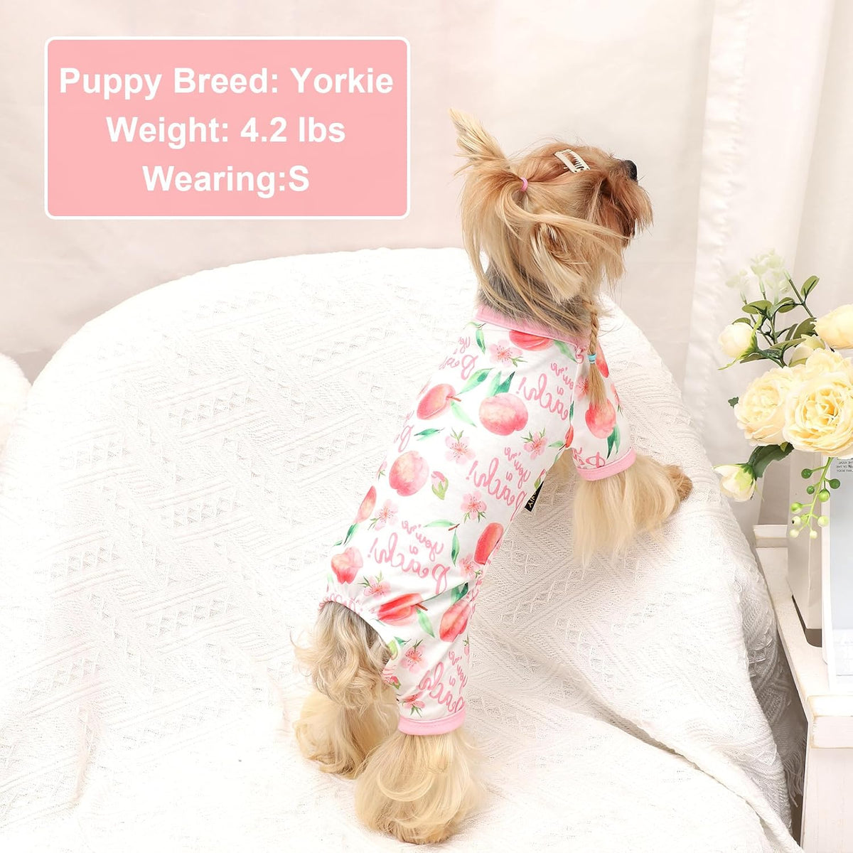 Dog Pajamas Pjs Spring Summer Dog Clothes for Small Dogs Girl Boy, Soft Stretchy Tiny Chihuahua Yorkie Puppy Clothes Doggie Onesies Cat Pet Jammies Outfit, Pink Peach, L