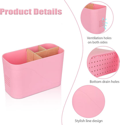 Toothbrush and Toothpaste Holder, 4 Slots, Pink