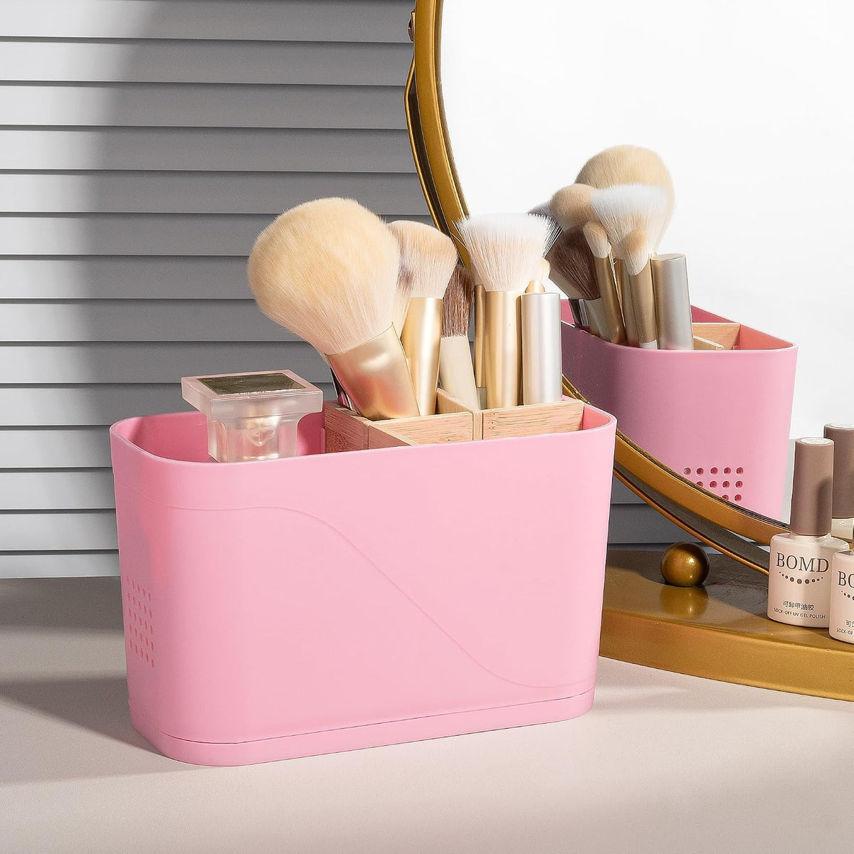 Toothbrush and Toothpaste Holder, 4 Slots, Pink