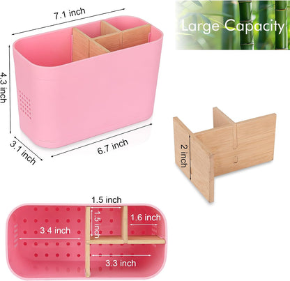 Toothbrush and Toothpaste Holder, 4 Slots, Pink