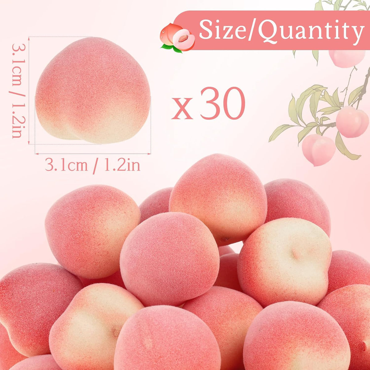 30 Pcs Artificial Mini Peaches Decoration Fake Peach Fruit