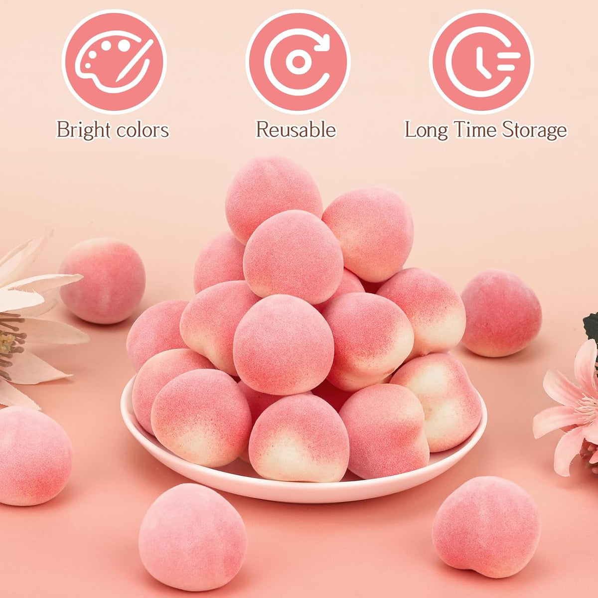 30 Pcs Artificial Mini Peaches Decoration Fake Peach Fruit