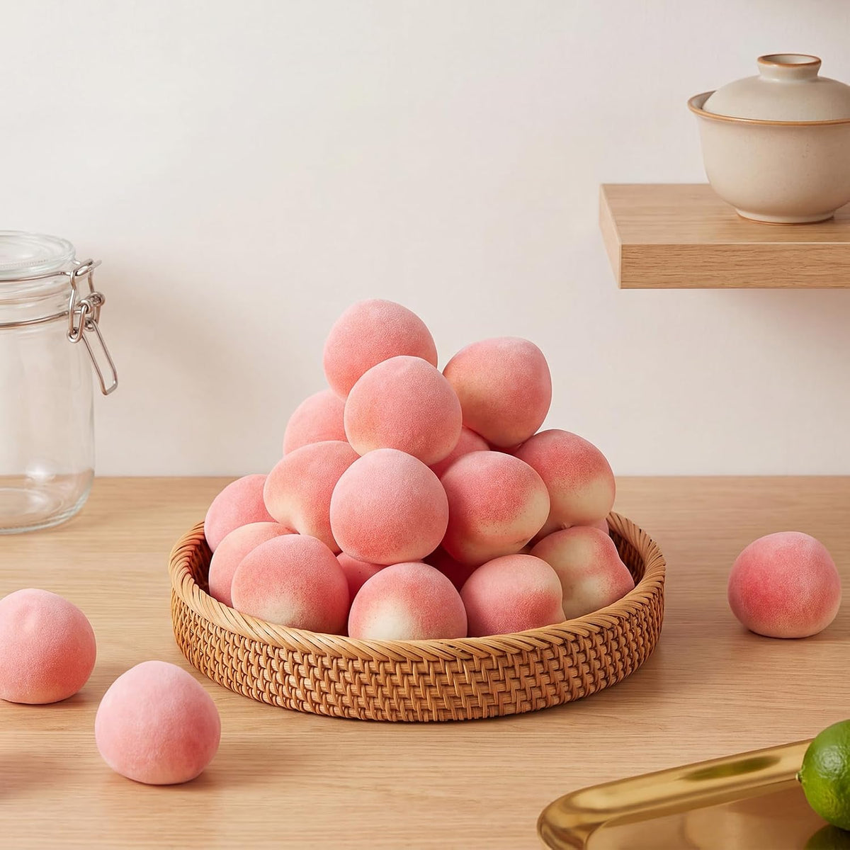 30 Pcs Artificial Mini Peaches Decoration Fake Peach Fruit