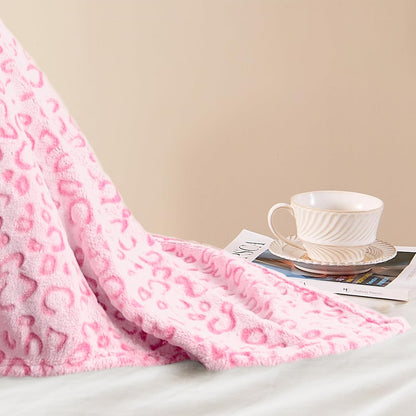 Leopard Throw Blanket Fleece, Premium Lightweight Cozy Warm Plush Microfiber Pink Blanket for Couch Sofa and Bed (Pink, Throw (50 x 60 inches))