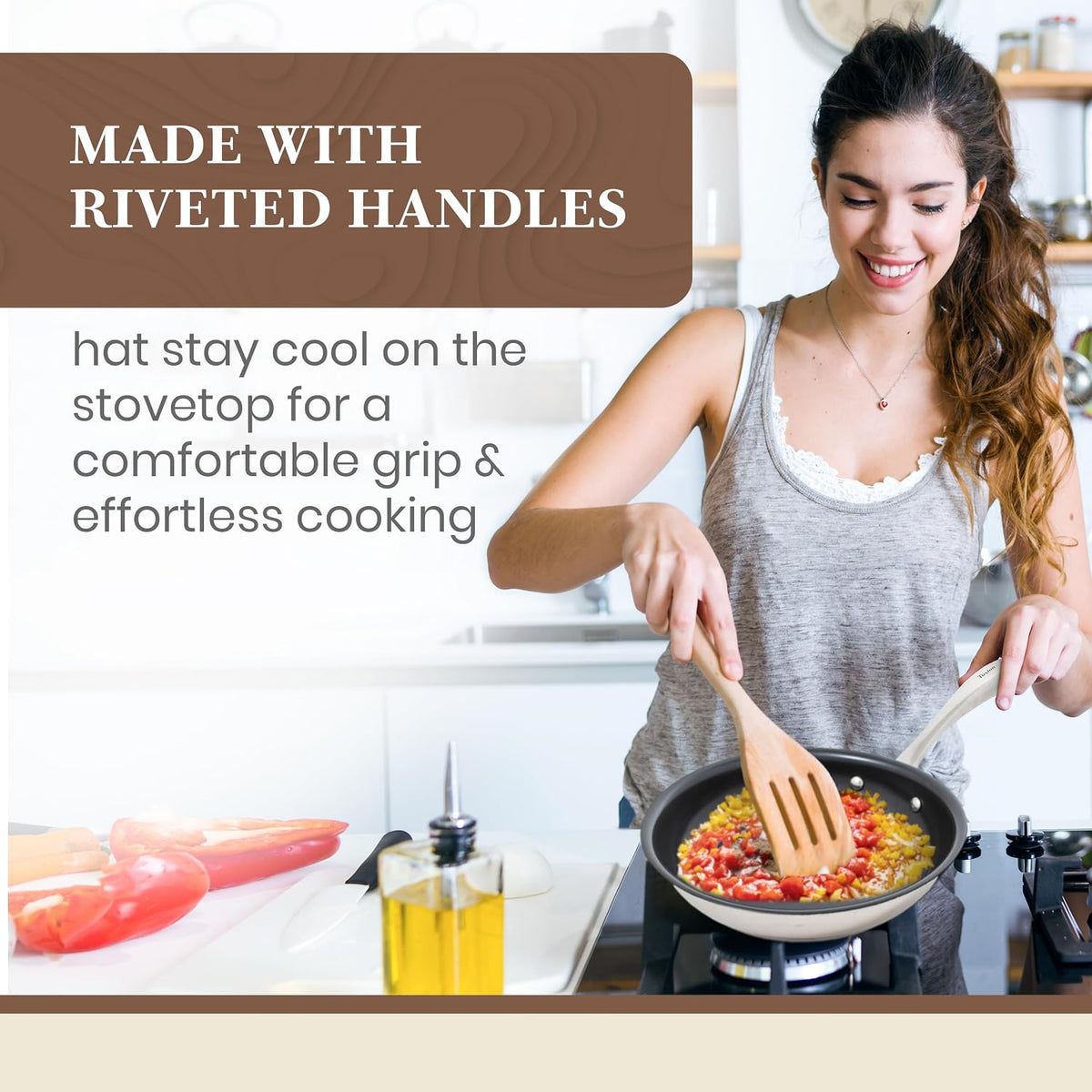 Non Stick Frying Pans - Concentrix 2-Piece Stainless Steel Pan Set - Stove & Oven Compatible 8-inch & 11-inch Ceramic Frying Pan with Riveted Handles - Cinnebar Blush Pink Nonstick Pan Set