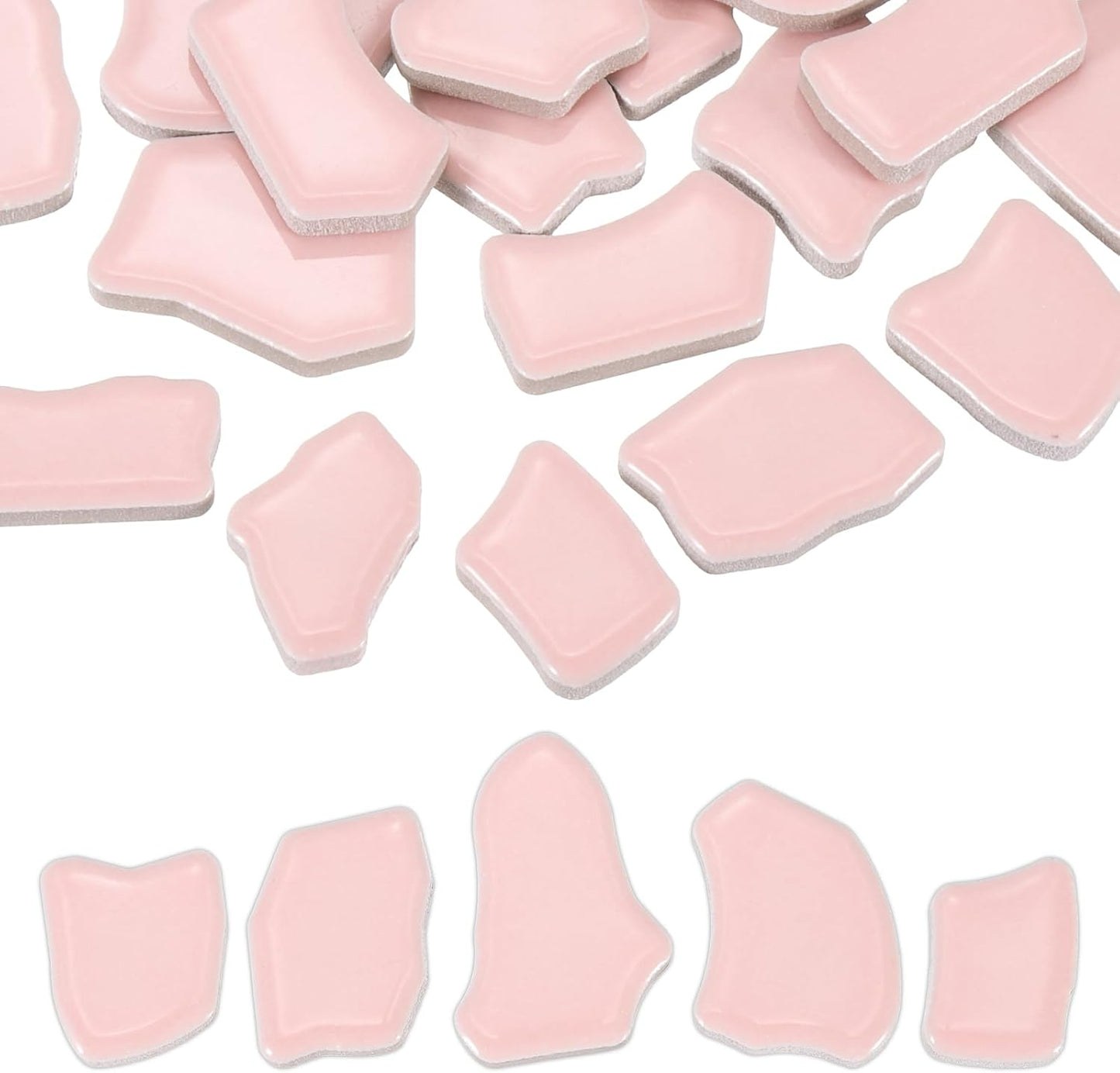 250g/0.55LB Irregular Ceramics Mosaic Tiles, 0.79"-1.57" Mosaic Stained Tile Broken Porcelain Pieces Stones Bulk for DIY Craft Making Vases Home Decoration, Pink