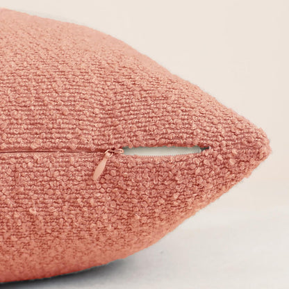 Coral Pink Decorative Square Thick Throw Pillow Covers Fine Textured Boucle Couch Cushion Cases for Sofa Decor, Set of 2, 18 x 18 Inch