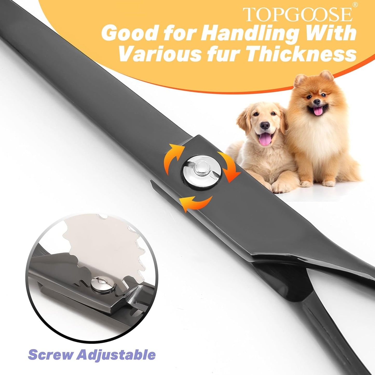 7.5" Dog Grooming Scissor - Professional Down-curved Shear with Ergonomic Handle Japanese Stainless Steel Hair Scissor for Dogs, Cats and Other Pets, Sharp (Curved,Black)