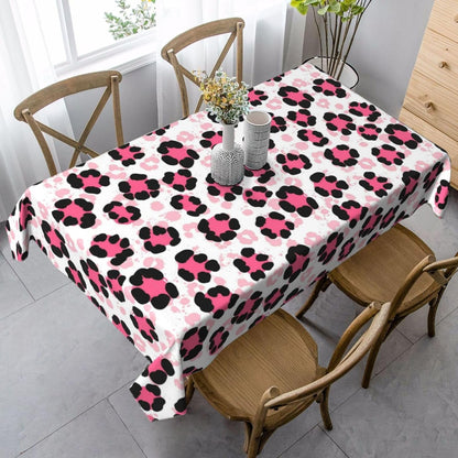 35x55 Inches Rectangle Tablecloth Fabric Paint Splatter Cheetah Leopard Print Pink, Stain Resistant Wrinkle Free Table Cover for Dining Room, Thanksgiving, Christmas Decor