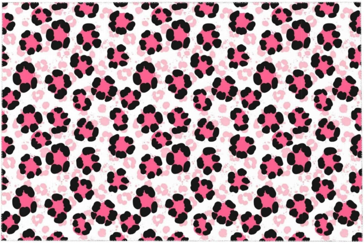 35x55 Inches Rectangle Tablecloth Fabric Paint Splatter Cheetah Leopard Print Pink, Stain Resistant Wrinkle Free Table Cover for Dining Room, Thanksgiving, Christmas Decor