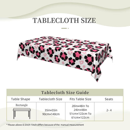 35x55 Inches Rectangle Tablecloth Fabric Paint Splatter Cheetah Leopard Print Pink, Stain Resistant Wrinkle Free Table Cover for Dining Room, Thanksgiving, Christmas Decor