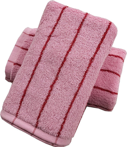 Pink and Red Striped Towels 2 Pack Cotton Soft Bathroom Towels Classical Striped Hand Towels for Spa Shower Gym Kitchen Lighter & Quick Dry, Rose Pink, 14 x 30 Inch