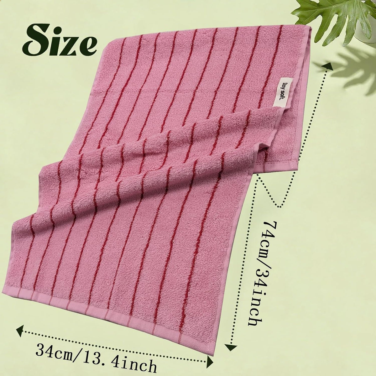 Pink and Red Striped Towels 2 Pack Cotton Soft Bathroom Towels Classical Striped Hand Towels for Spa Shower Gym Kitchen Lighter & Quick Dry, Rose Pink, 14 x 30 Inch