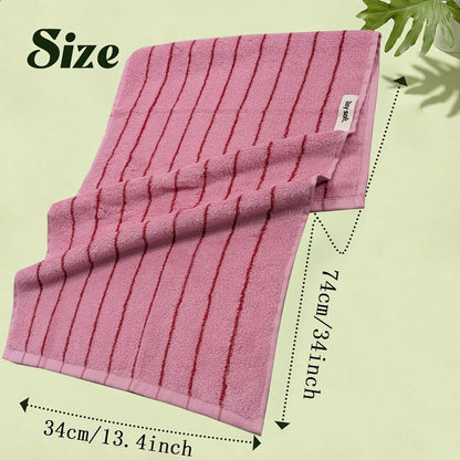 Pink and Red Striped Towels 2 Pack Cotton Soft Bathroom Towels Classical Striped Hand Towels for Spa Shower Gym Kitchen Lighter & Quick Dry, Rose Pink, 14 x 30 Inch