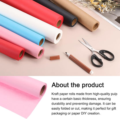 Kraft Wrapping Paper Roll, Poster Bulletin Board, [for Christmas Wrapping, Bouquet Flower Packing, Gift-Wrap] - 15 x 197 Inch / Deep Pink / 1 Roll