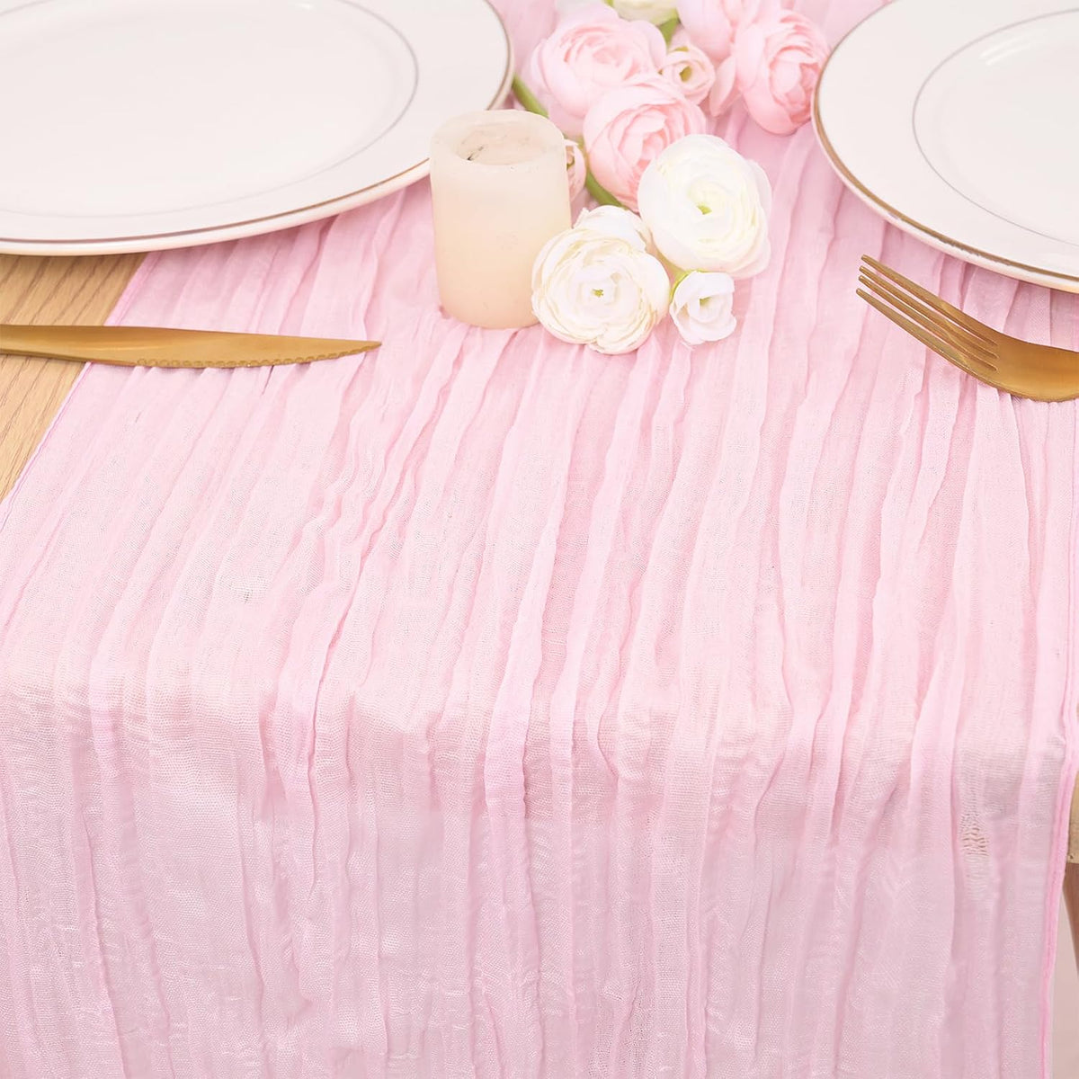 12 Pack Light Pink Cheesecloth Table Runner 17x108in Gauze Runners