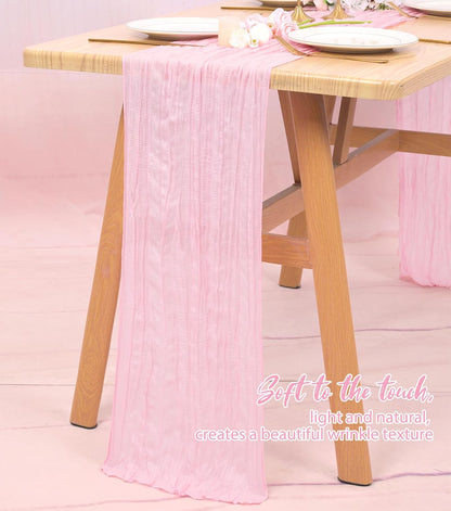 12 Pack Light Pink Cheesecloth Table Runner 17x108in Gauze Runners