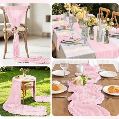12 Pack Light Pink Cheesecloth Table Runner 17x108in Gauze Runners