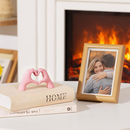 Pink Decor Living Room - Small Shelf Decor Aesthetic - Heart Hands Sculpture - Teen Girls Bedroom Knick Knacks - Cute Home Shelves Accent - Ta (Pink, Mini)