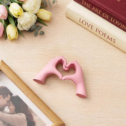 Pink Decor Living Room - Small Shelf Decor Aesthetic - Heart Hands Sculpture - Teen Girls Bedroom Knick Knacks - Cute Home Shelves Accent - Ta (Pink, Mini)