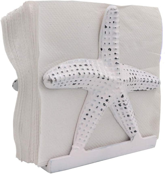 Nautical Starfish Lunch Dinner Metal Napkin Holder Kitchen Beverage Cocktail Ocean Coastal Napkin Holder (Distressed Pink)