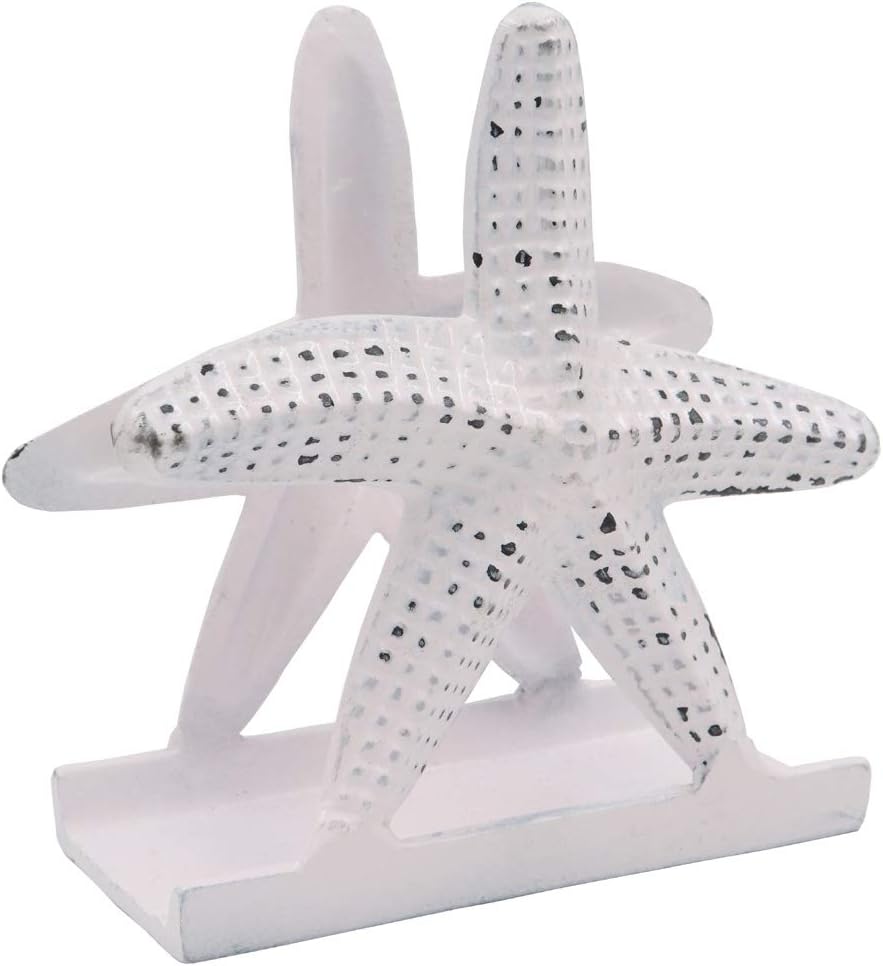 Nautical Starfish Lunch Dinner Metal Napkin Holder Kitchen Beverage Cocktail Ocean Coastal Napkin Holder (Distressed Pink)