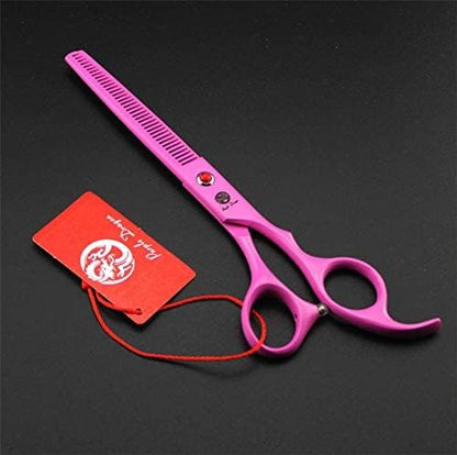 7.0 inch Dog Grooming Scissors Set with Silencer - Pink