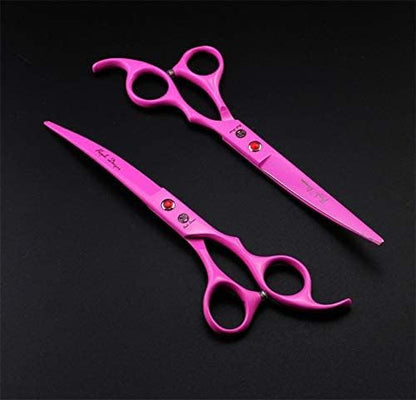 7.0 inch Dog Grooming Scissors Set with Silencer - Pink