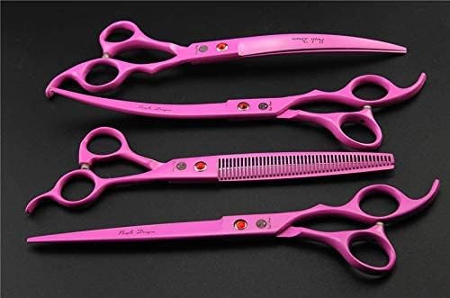 7.0 inch Dog Grooming Scissors Set with Silencer - Pink