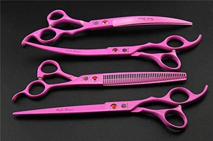 7.0 inch Dog Grooming Scissors Set with Silencer - Pink