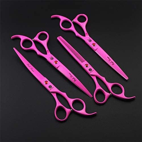 7.0 inch Dog Grooming Scissors Set with Silencer - Pink
