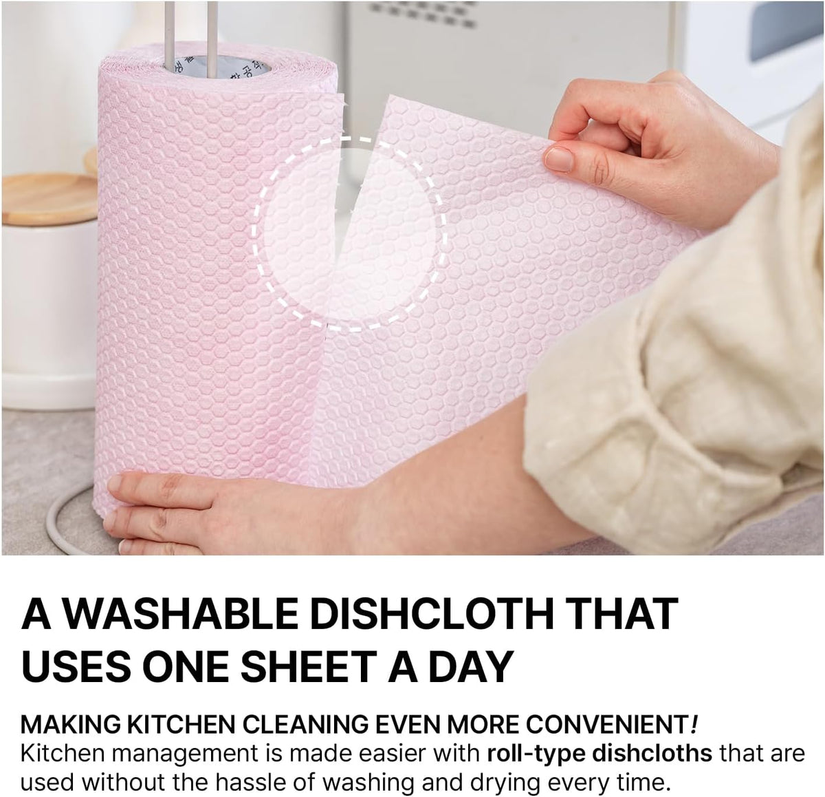 Washable Towels Premium 50 Sheets * 2 Rolls | Reusable Cleaning Cloths | Reusable Dish Cloths | Kitchen Dish Cloths | Reusable Wipes, Pink