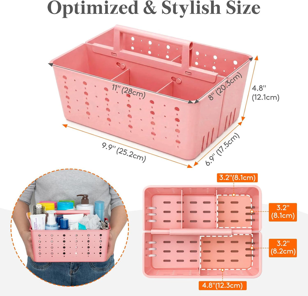 Portable Shower Caddy, Plastic Basket Organizer, 1 Pack, Slate Blue