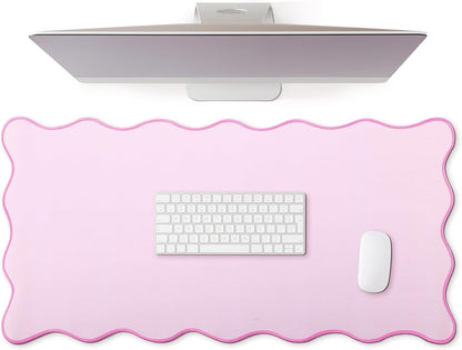 Large Scalloped Desk Mat Pad, Pink, 31.5 x 15.8 Inches