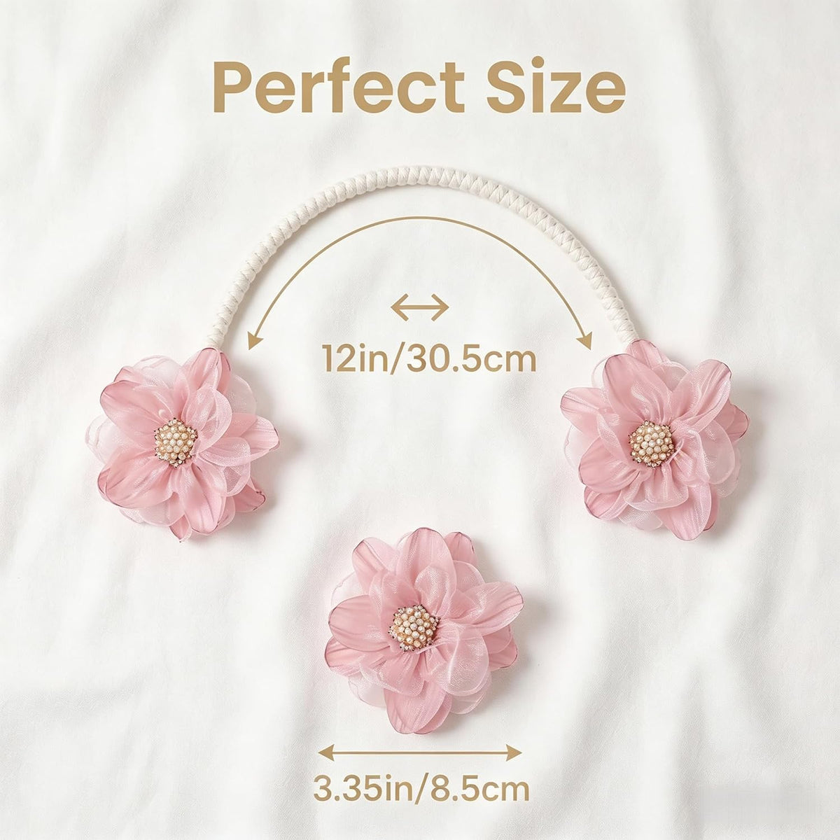 2 Pack Boho Flower Curtain Ties, Curtain Tieback Rope for Home&Office Decor