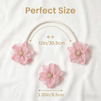 2 Pack Boho Flower Curtain Ties, Curtain Tieback Rope for Home&Office Decor