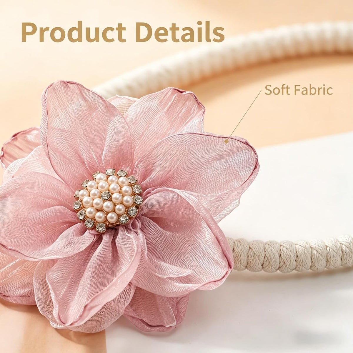 2 Pack Boho Flower Curtain Ties, Curtain Tieback Rope for Home&Office Decor