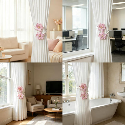 2 Pack Boho Flower Curtain Ties, Curtain Tieback Rope for Home&Office Decor