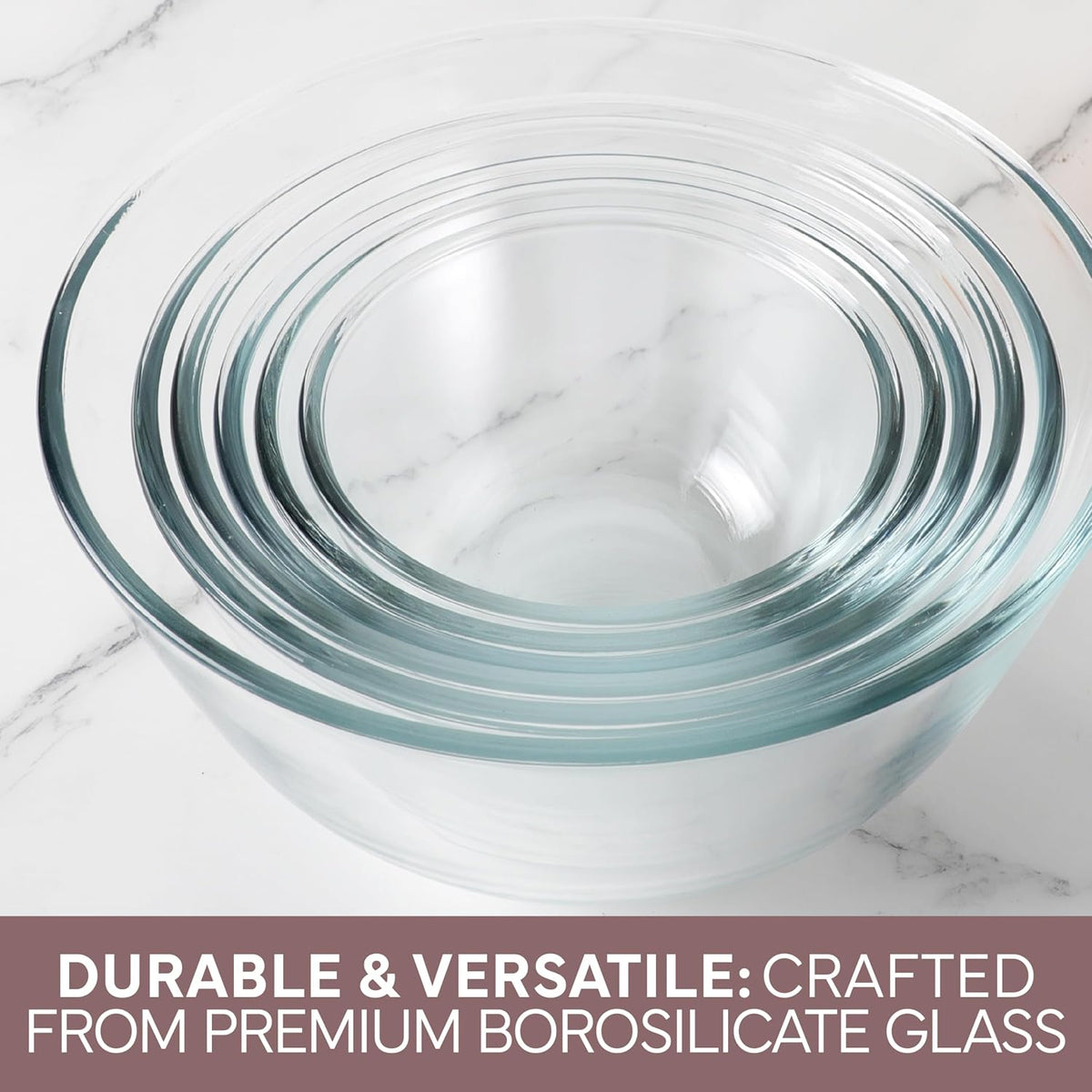 12 Pc Glass Mixing Bowl Set with Lids – Borosilicate Glass Nesting Bowls for Cooking, Baking and Meal Prep, Pink