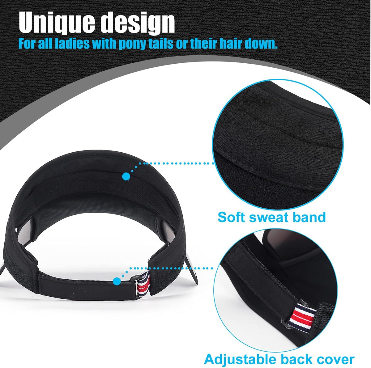 2 Pack Sun Golf Visor Hats for Women, Adjustable Retractable Brim Golf Cap Beach Hats for Women