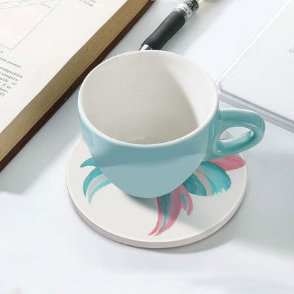 Light Pink Teal White Bow Coasters Set of 4 Absorbent Coasters