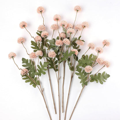 6Pcs Pink Fake Silk Pompon Mum Artificial Flowers Bulk Small Faux Chrysanthemums with Stems Realistic Floral Decorations for Wedding DIY Bouquet Centerpieces Shower Vase Home Decor (Light Pink)