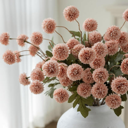 6Pcs Pink Fake Silk Pompon Mum Artificial Flowers Bulk Small Faux Chrysanthemums with Stems Realistic Floral Decorations for Wedding DIY Bouquet Centerpieces Shower Vase Home Decor (Light Pink)