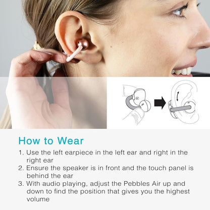 Pebbles Air Open Ear True Wireless Earbuds - Bluetooth 5.3 Lightweight Earclip Headphones with Headset Microphone & Call Noise Reduction for Gym/Workouts/Sports and Gaming (Rose Gold/Pink)