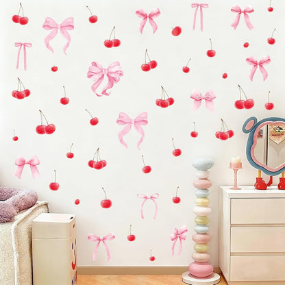 Bow Cherry Wall Decals, 8 Sheets 86 Pcs