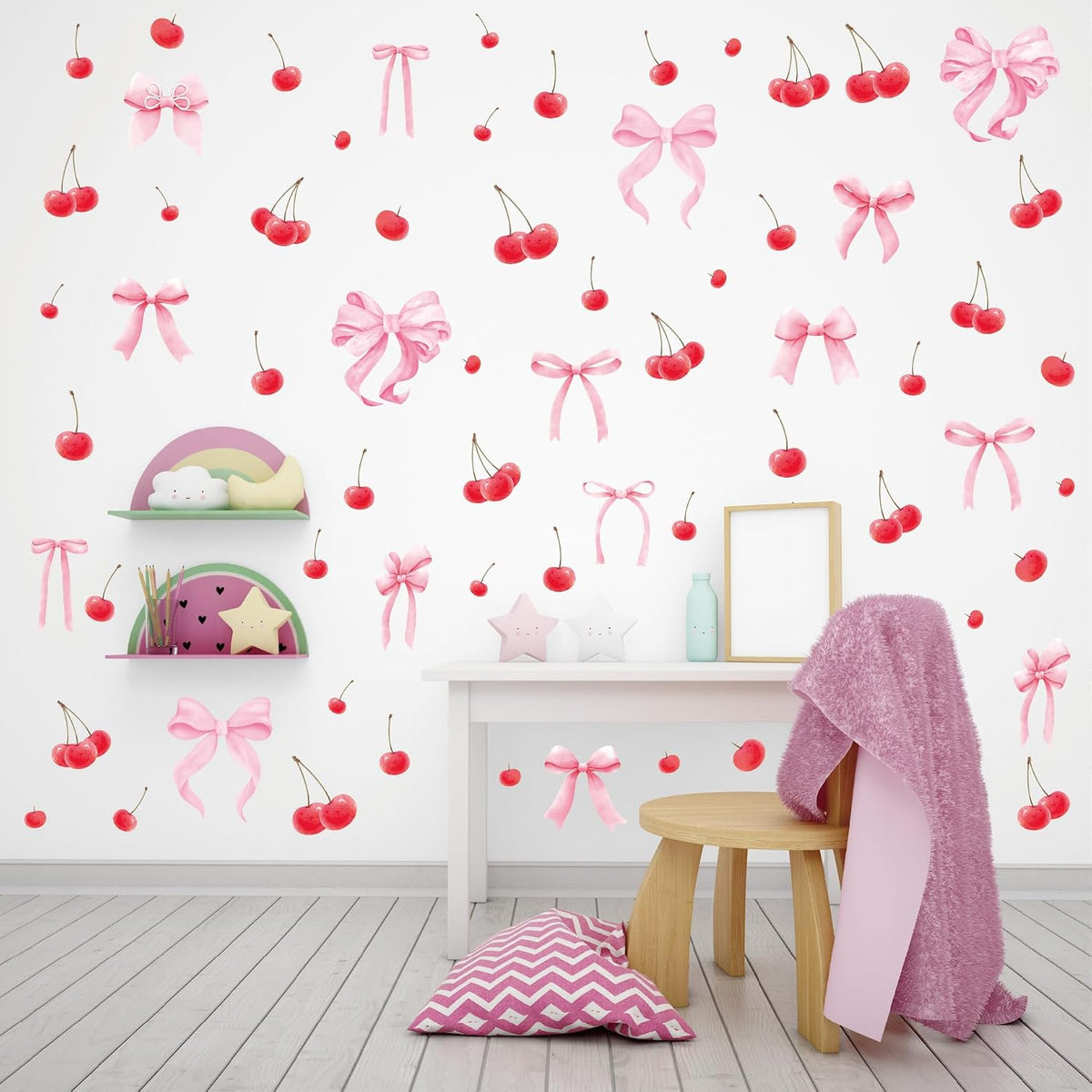 Bow Cherry Wall Decals, 8 Sheets 86 Pcs