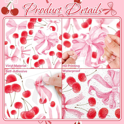 Bow Cherry Wall Decals, 8 Sheets 86 Pcs