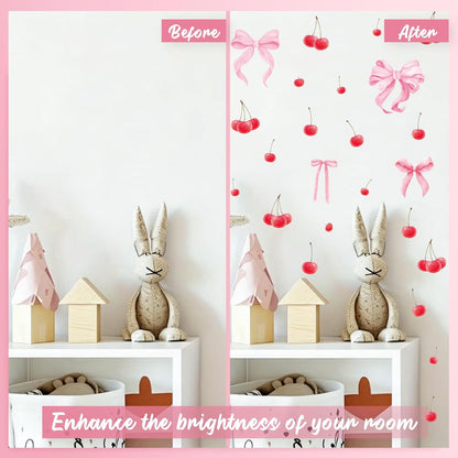 Bow Cherry Wall Decals, 8 Sheets 86 Pcs