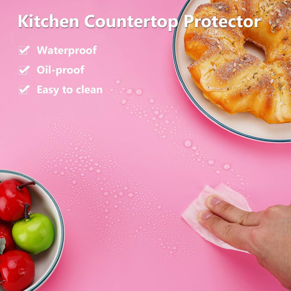 Extra Large Silicone Mats for Countertop, 28" by 20" Multipurpose Mat, Counter Table Protector, Desk Saver Pad, Placemat Nonstick Nonskid Heat-Resistant Pad, Pink