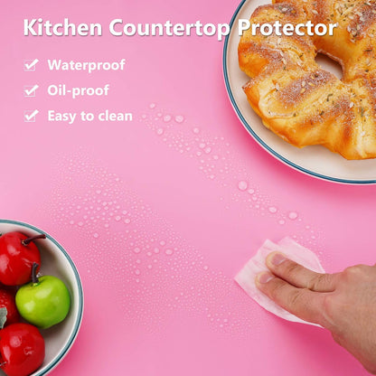Extra Large Silicone Mats for Countertop, 28" by 20" Multipurpose Mat, Counter Table Protector, Desk Saver Pad, Placemat Nonstick Nonskid Heat-Resistant Pad, Pink